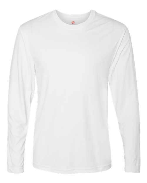 Hanes 482L Adult Cool DRI with FreshIQ Long-Sleeve Performance T-Shirt #color_WHITE