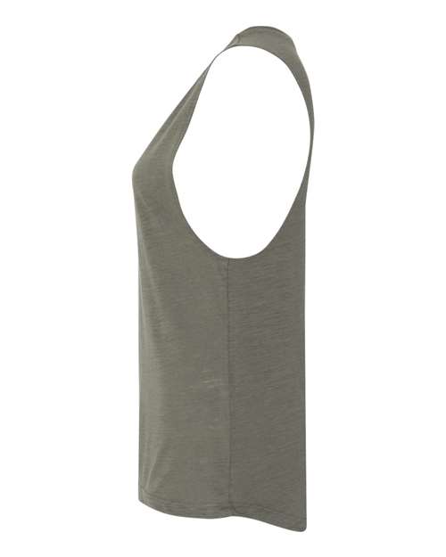 Bella + Canvas B8803 Ladies' Flowy Scoop Muscle Tank #color_OLIVE SLUB