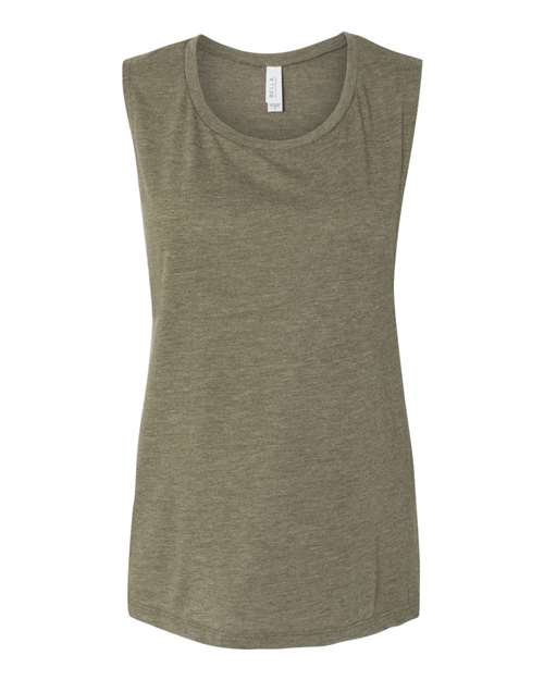 Bella + Canvas B8803 Ladies' Flowy Scoop Muscle Tank #color_HEATHER OLIVE