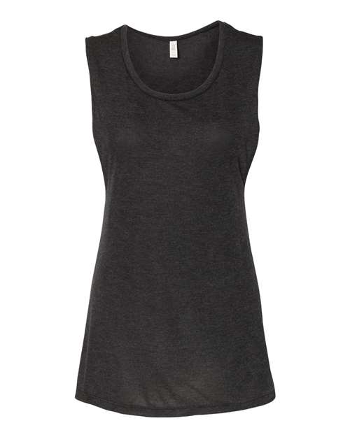 Bella + Canvas B8803 Ladies' Flowy Scoop Muscle Tank #color_BLACK HEATHER