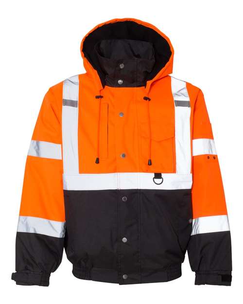 Kishigo JS130-132 Ripstop Bomber Jacket #color_Orange/ Black