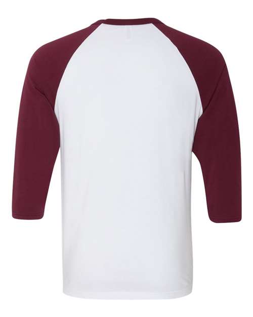 Bella + Canvas 3200 Unisex 3/4-Sleeve Baseball T-Shirt #color_WHITE/ MAROON