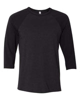 Bella + Canvas 3200 Unisex 3/4-Sleeve Baseball T-Shirt #color_BLK HEATHER/ BLK