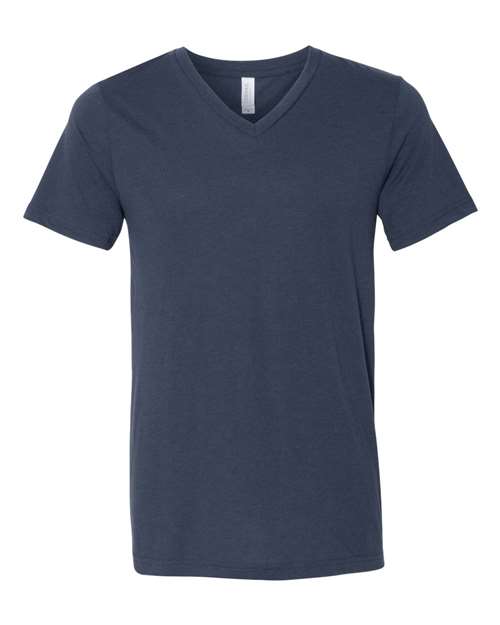 Bella + Canvas 3415C Unisex Triblend V-Neck T-Shirt #color_SOLID NAVY TRBLN