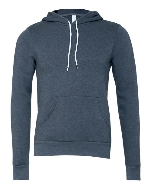 Bella + Canvas 3719 Unisex Sponge Fleece Pullover Hooded Sweatshirt #color_HEATHER NAVY