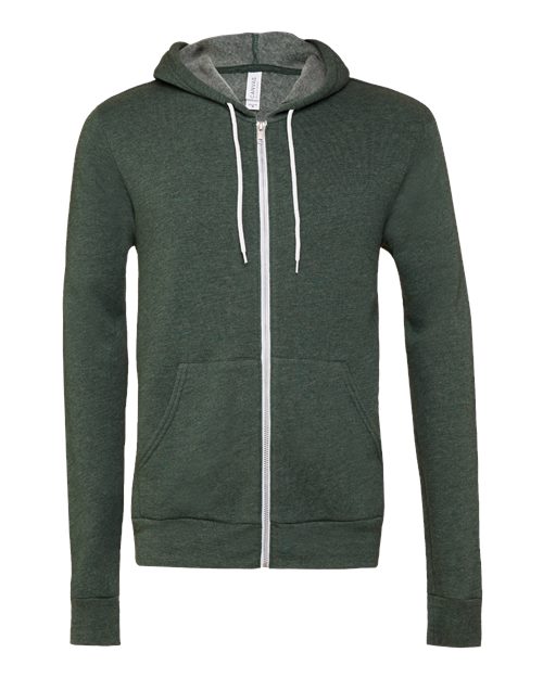 Bella + Canvas 3739 Unisex Poly-Cotton Fleece Full-Zip Hooded Sweatshirt #color_HEATHER FOREST