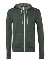 Bella + Canvas 3739 Unisex Poly-Cotton Fleece Full-Zip Hooded Sweatshirt #color_HEATHER FOREST