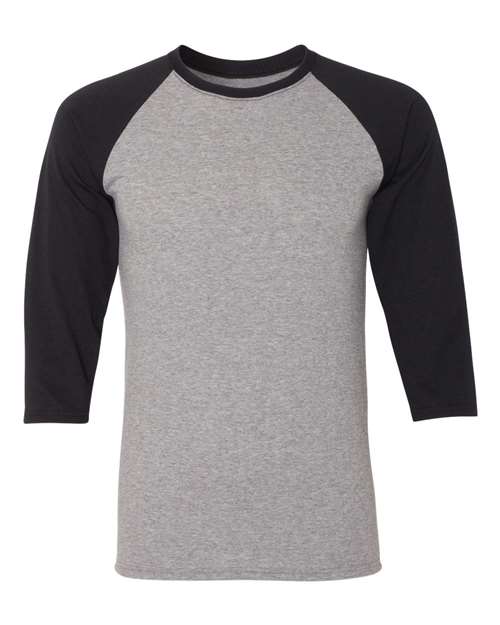 Jerzees 601RR Adult TRI-BLEND Baseball Raglan #color_OXFORD/ BLACK