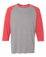 Jerzees 601RR Adult TRI-BLEND Baseball Raglan #color_OXFRD/ F RED HTH