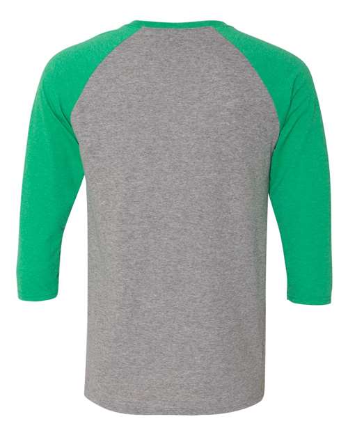 Jerzees 601RR Adult TRI-BLEND Baseball Raglan #color_OXFRD/ IR GRN HT