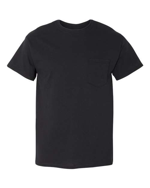 Gildan G530 Adult Heavy Cotton Pocket T-Shirt #color_BLACK