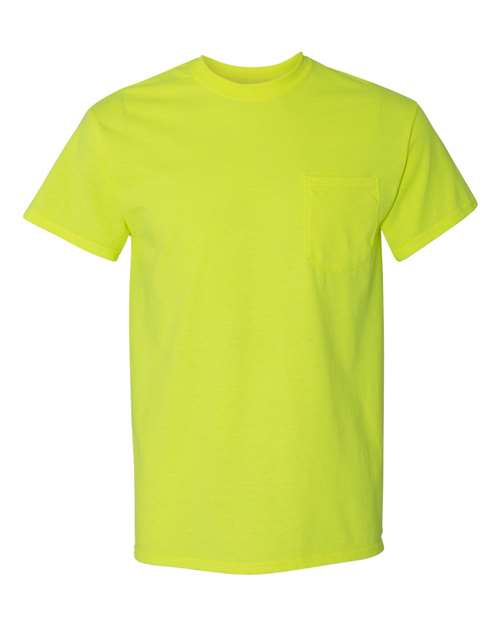 Gildan G530 Adult Heavy Cotton Pocket T-Shirt #color_SAFETY GREEN