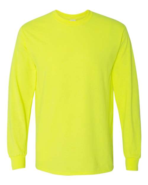 Gildan G540 Adult Heavy Cotton Long-Sleeve T-Shirt #color_SAFETY GREEN
