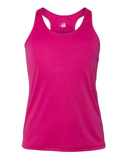 Badger 2166 Girls’ B-Core Racerback Tank Top #color_Hot Pink