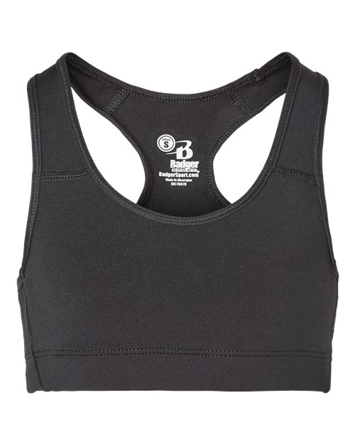 Badger 2636 Girls' B-Sport Bra Top #color_Black