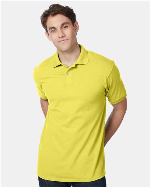 Hanes 054 Adult 50/50 EcoSmart Jersey Knit Polo #color_YELLOW