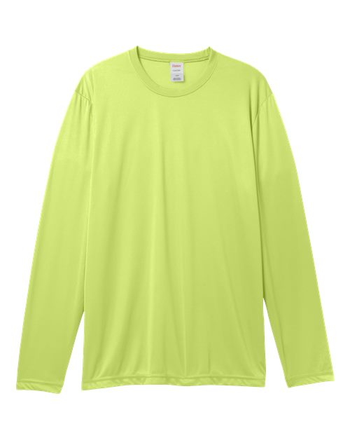 Hanes 482L Adult Cool DRI with FreshIQ Long-Sleeve Performance T-Shirt #color_SAFETY GREEN