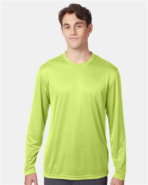 Hanes 482L Adult Cool DRI with FreshIQ Long-Sleeve Performance T-Shirt #color_SAFETY GREEN
