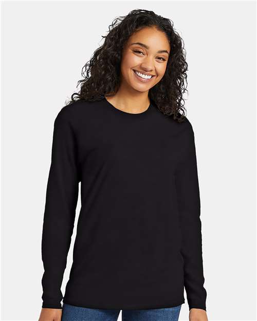 Hanes 498L Adult Nano-T Long-Sleeve T-Shirt #color_BLACK