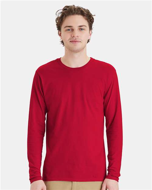 Hanes 498L Adult Nano-T Long-Sleeve T-Shirt #color_DEEP RED
