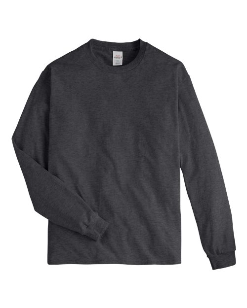 Hanes 5586 Adult Authentic-T Long-Sleeve T-Shirt #color_CHARCOAL HEATHER