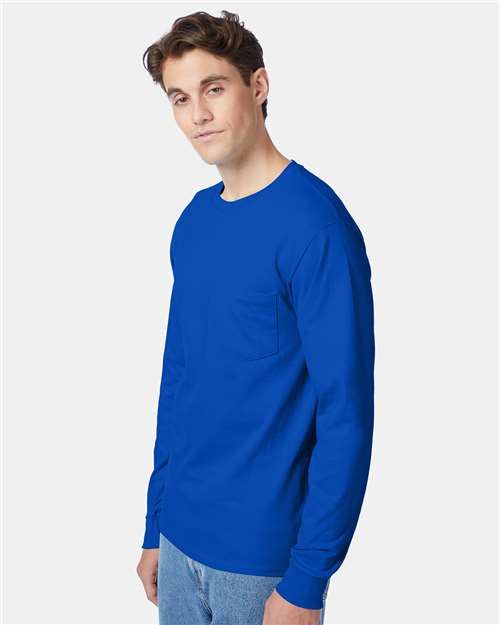 Hanes 5596 Men's Authentic-T Long-Sleeve Pocket T-Shirt #color_DEEP ROYAL