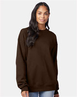 Hanes F260 Adult Ultimate Cotton 90/10 Fleece Crew #color_DARK CHOCOLATE
