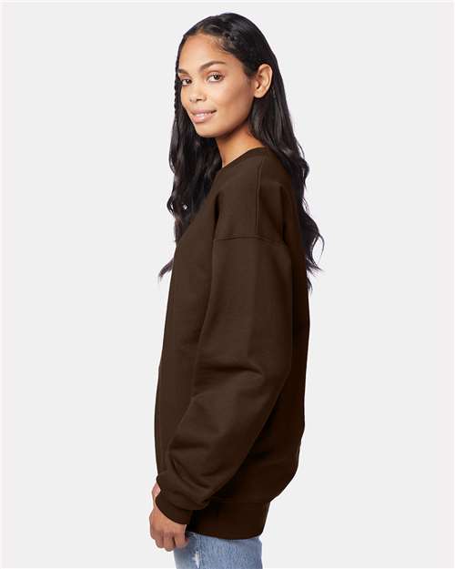 Hanes F260 Adult Ultimate Cotton 90/10 Fleece Crew #color_DARK CHOCOLATE