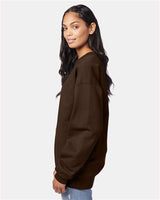 Hanes F260 Adult Ultimate Cotton 90/10 Fleece Crew #color_DARK CHOCOLATE