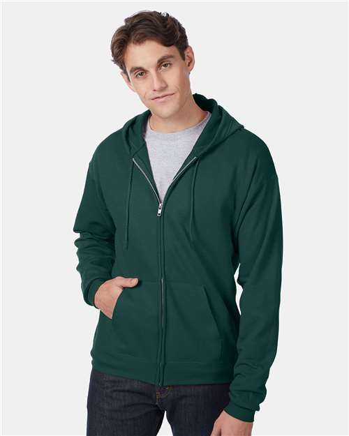 Hanes P180 Adult EcoSmart 50/50 Full-Zip Hooded Sweatshirt #color_DEEP FOREST