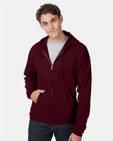 Hanes P180 Adult EcoSmart 50/50 Full-Zip Hooded Sweatshirt #color_MAROON