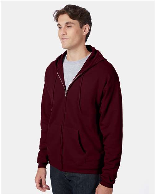 Hanes P180 Adult EcoSmart 50/50 Full-Zip Hooded Sweatshirt #color_MAROON