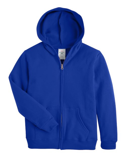 Hanes P480 Youth EcoSmart 50/50 Full-Zip Hooded Sweatshirt #color_DEEP ROYAL