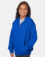 Hanes P480 Youth EcoSmart 50/50 Full-Zip Hooded Sweatshirt #color_DEEP ROYAL
