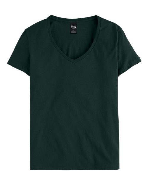 Hanes S04V Ladies' Nano-T V-Neck T-Shirt #color_DEEP FOREST