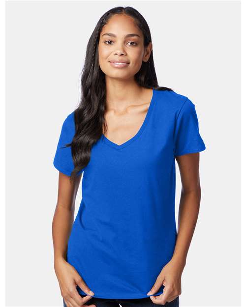 Hanes S04V Ladies' Nano-T V-Neck T-Shirt #color_DEEP ROYAL