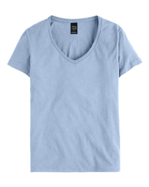 Hanes S04V Ladies' Nano-T V-Neck T-Shirt #color_LIGHT BLUE