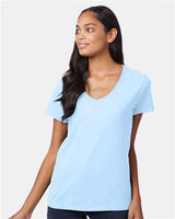 Hanes S04V Ladies' Nano-T V-Neck T-Shirt #color_LIGHT BLUE