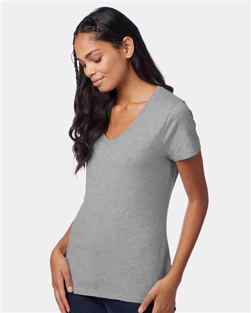 Hanes S04V Ladies' Nano-T V-Neck T-Shirt #color_LIGHT STEEL