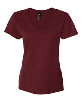 Hanes S04V Ladies' Nano-T V-Neck T-Shirt #color_MAROON