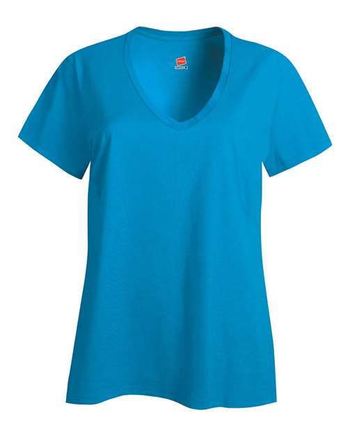 Hanes S04V Ladies' Nano-T V-Neck T-Shirt #color_TEAL