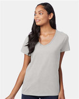 Hanes S04V Ladies' Nano-T V-Neck T-Shirt #color_ASH