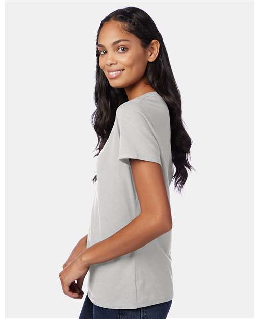 Hanes S04V Ladies' Nano-T V-Neck T-Shirt #color_ASH
