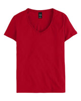 Hanes S04V Ladies' Nano-T V-Neck T-Shirt #color_DEEP RED