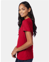 Hanes S04V Ladies' Nano-T V-Neck T-Shirt #color_DEEP RED