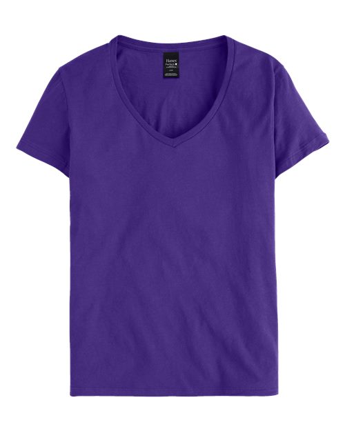 Hanes S04V Ladies' Nano-T V-Neck T-Shirt #color_PURPLE