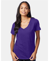 Hanes S04V Ladies' Nano-T V-Neck T-Shirt #color_PURPLE