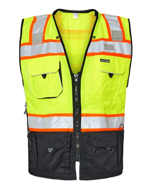 Kishigo S5002-5003 Premium Black Series Surveyors Vest #color_Lime