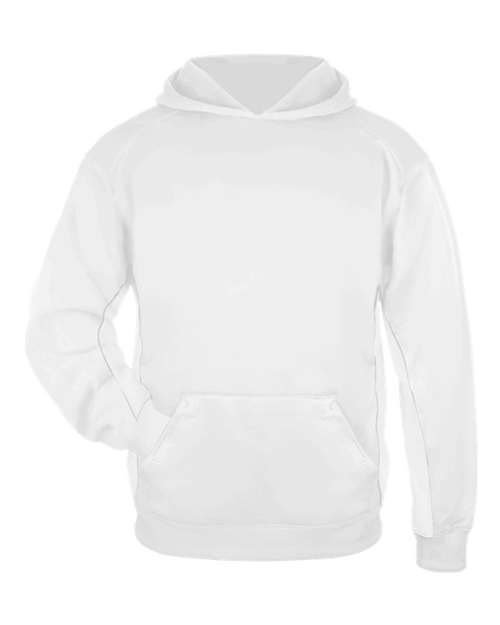 Badger 2454 Youth Performance Fleece Hooded Sweatshirt #color_White