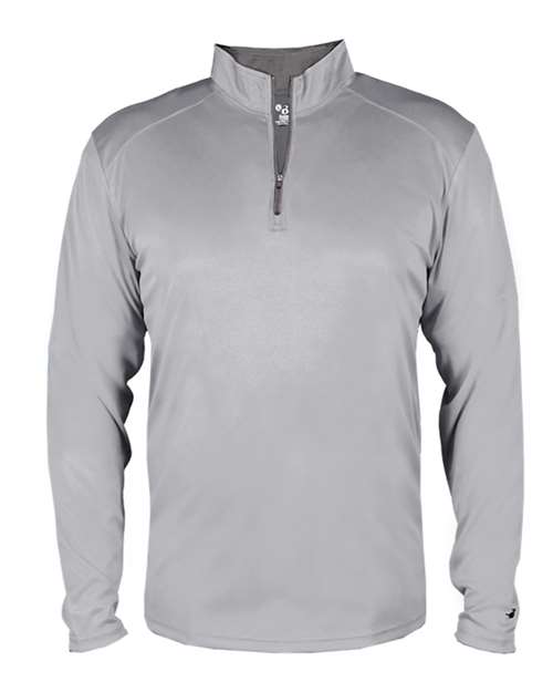 Badger 4102 B-Core Quarter-Zip Pullover #color_Silver/ Graphite